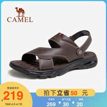 Camel mens shoes 2022 Summer new genuine leather sandals mens outside wearing dual-use slippers breathable business Soft bottom beach shoes