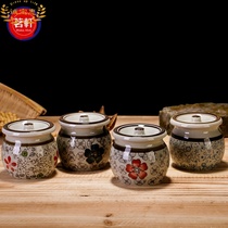 Seasoning can household underglaze ceramic creative salt jar Japanese kitchen oil tank sugar tank with spoon set seasoning jar