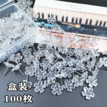 100 transparent flower I-shaped nails kindergarten plum blossom figure decoration nails cork nails photo wall art nails