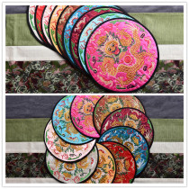 Round Chinese coaster Ming and Qing classical dragon embroidered brocade padded cloth mat tea ceremony embroidery pot bowl mat 20cm