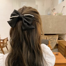 Net red hairpin female back head bow black purple hair accessories pearl headdress fairy gas clip hairpin clip