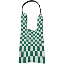 BadBear checkerboard stripe white green strap with two backs Joker Knitted Contrast detachable Super loading ins