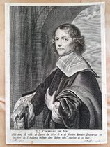 17th century European copper engraving page R06BK-Baroque poet Cornellis 16cm