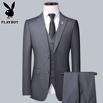 Playboy suit mens suit business casual jacket wedding dress professional formal suit slim small suit
