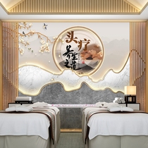 Headheal shopbackground wallpaper new Chinese front decoration wall decoration wallpaper in the ear salon