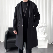 Clara Lee joint windbreaker Korean version of mens long woolen coat Tide brand casual versatile fashion cloak jacket