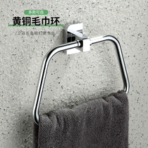 Brass Bathroom Towel Ring Free From Punching Light Lavish Round Towel Rack Wipe Hand Towel Rack Circle Toilet Wall-mounted