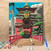 diy digital oil painting Hayao Miyazaki Anime Chihiro Childrens bedroom simple hand-painted coloring cartoon decorative painting
