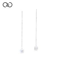 CC Brief length Pendant Ear Line Female Personality Earrings Square Sugar Temperament Ear Pendant with ear-hanging ears