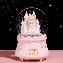 Castle little girl crystal ball Snowflake Princess New Year ornaments Music Box dream girl childrens birthday gift