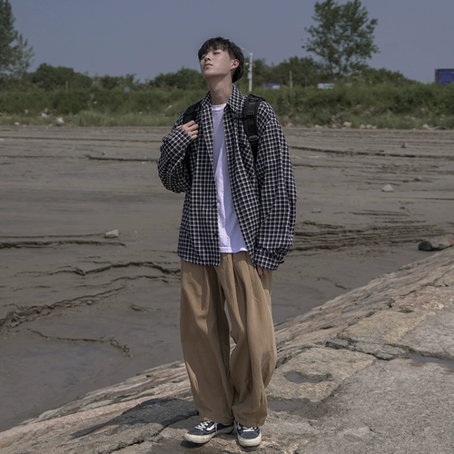 Японская демисезонная рубашка, куртка, в американском стиле, оверсайз