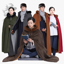 Chinese style Shangyuan Shan Li plus velvet cloak monk costume Meditation meditation cloak warm winter trench coat