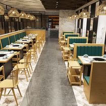 Marble sofa induction cooker integrated restaurant deck table and chair combination commercial custom hot pot table restaurant barbecue