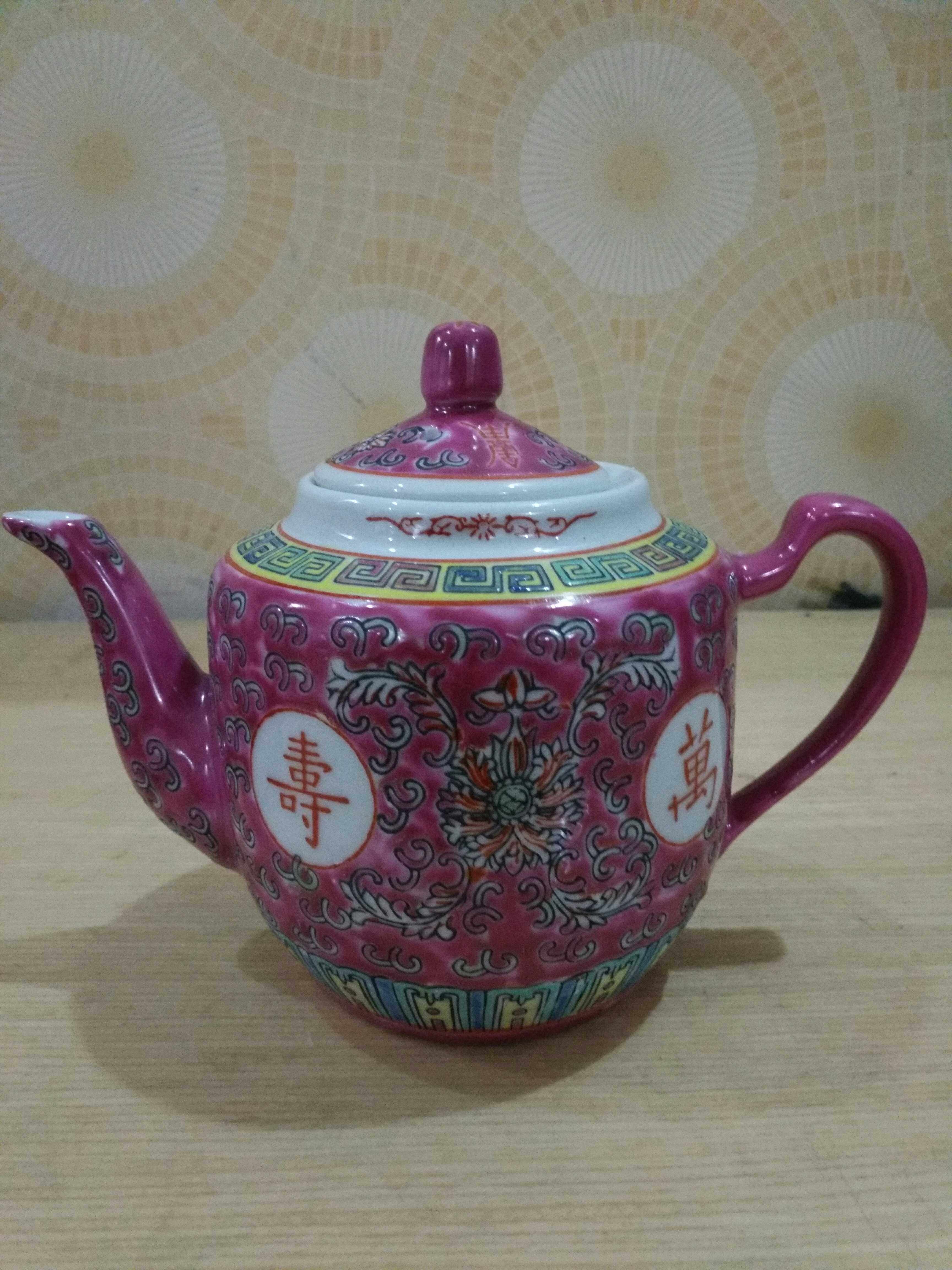 中国景德鎮  茶壺　煎茶道具 茶器  年代品  输出品 景德镇十大瓷厂绿松石地粉彩茶壶杯Group Chinese Famille Rose Art