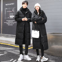 Winter drama test down jacket same cotton-padded clothes female couples over the knee black cotton jacket Korean winter school uniform coat
