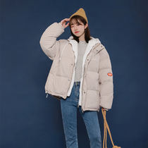 Cotton-padded women 2021 Winter new students loose fake two-piece sweater hooded short Korean version of cotton coat