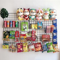 Shaking sound Net red doll snack wall girl heart room decoration wall rack iron grid storage hanging basket shelf