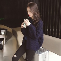 Korean sweater womens autumn and winter 2021 New Tide thick twist can wear knitted cardigan short fashion coat