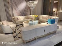 American light luxury living room sofa combination tea table corner TV cabinet round TV cabinet solid wood leather design furniture