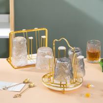 Cup holder Light luxury glass Teacup storage rack Cup drain rack Tray cup set cup rack Storage rack