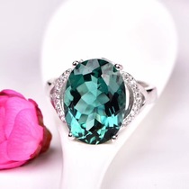 S925 silver-encrusted green tourmaline ring