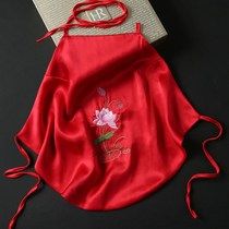 Silk belly bib womens red 100% Mulberry silk Wedding festive summer sexy suspender bib Ancient style ice silk