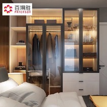 Baidesheng whole house customization Modern light luxury overall bedroom wardrobe multi-function glass cloakroom wardrobe customization