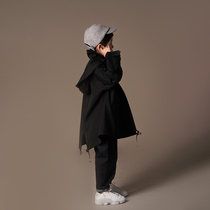 Hadtooth childrens clothing early autumn new products for boys and girls children Joker hooded classic detachable A- shaped windbreaker jacket