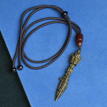 Pure copper made of eight-sided rod diamond pendant small pendant bronze diamond pestle quaint old pulp with hand-woven hanging