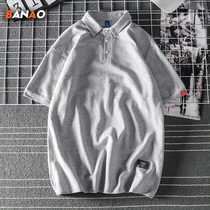 Original Japanese plain mens short sleeve T-shirt Korean version of lapel fashion casual polo shirt summer plol tide plol
