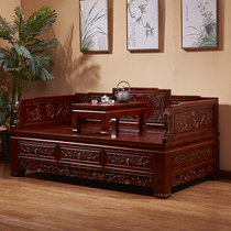  Northern elm Arhat bed carved new Chinese sofa bed Retro Arhat bed Small apartment living room solid wood furniture