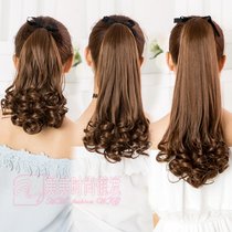 Wig ponytail female long curly hair tied pear flower fake ponytail big wave realistic medium long wig piece