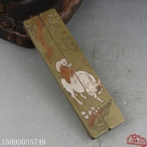 Antique cultural play collection Boutique brass town ruler Cultural room four treasures Calligraphy and painting gifts Shepherd boy riding cow town ruler