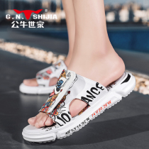 The Bull family slippers mens summer 2022 The new Chaobou is a foot pedal for mens cool and outside wearing a thick bottom line