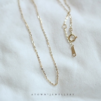 ATOWN Custom Pure 14K Gold Versatile Bare Chain Shiny Very Fine K Gold Necklace Japanese and Korean Clavicle Chain Tanabata Gift
