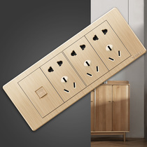 Telephone 15-hole international electrician 118 switch socket panel power supply Champagne gold telephone 15-hole nine-in-box