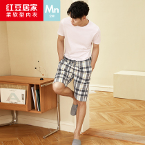 Sleeping Pants Pure Cotton Men Summer Shorts Red Bean Shuttle Loom Sports Thin Beach Pants Home Big Code All-cotton Home Pants