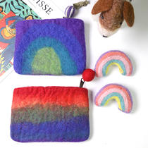 Meet colorful Nepal handmade wool felt Poke music coin bag Cute storage bag Coin bag Card bag Parent-child