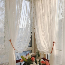 Romantic French dress curtain lace retro girl bedroom heart - minded balcony white veil fairy mesh curtain