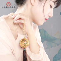 Shaanxi Li Bo Tang grape flower bird pattern sachet ball Hollow home furnishings alloy gold plated ornaments pendant with wooden frame