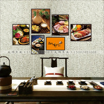 Korean traditional decorative painting photo wall Korean cuisine barbecue shop wall decoration solid wood frame hanging painting custom