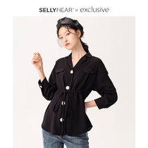  SELLYNEAR fashion pregnancy early autumn pregnant women classic black lace-up shirt top professional clothing autumn long-sleeved