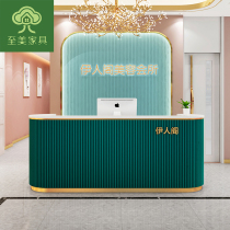 Macaron cashier Clothing store Small beauty salon Light luxury bar cabinet Modern arc-shaped front desk reception desk