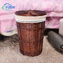 Storage basket dirty clothes basket basket basket basket bamboo wood storage woven round basket building dormitory straw clothes bath