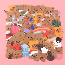 Korean cute ins wind chocolate bear cartoon hand account sticker decoration small pattern bear cute waterproof hand account ipad mobile phone sticker Notebook water cup thermos cup mobile phone case paste paper