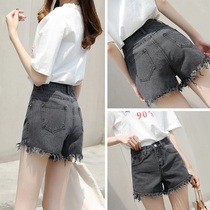 Summer new jeans shorts womens Korean version loose irregular burrs high waist thin casual wide leg hot pants tide