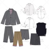 Sue spring and summer new parent-child wool suit medium gray suit suit suit pants pleated skirt for boys and girls