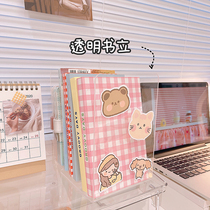 ins style simple transparent acrylic book stand baffle student dormitory desk book back L-shaped book clip