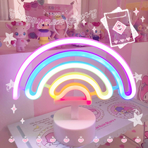  ins girl heart rainbow unicorn neon battery Bedroom warm night light Room decoration table lamp gift