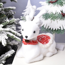 Christmas decorations Scene Arrangement Gifts White Flocking Christmas Bear Elk and Ride Bear Snowflake Decoration